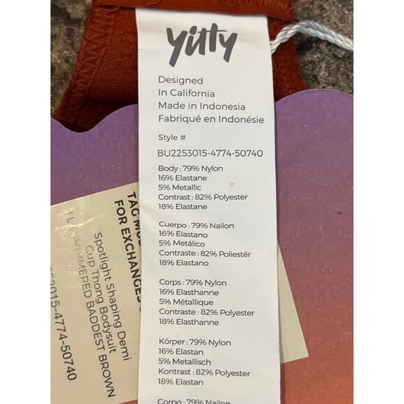 Yitty NEW Spotlight Shaping Demi Cup Thong Bodysuit Large Shimmer Baddest Brown - Picture 9 of 11